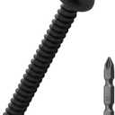 #8 x 2-1/2" Pan Head Wood Screws (50 pcs), 18-8 (304) Stainless Steel, Phillips Drive Pan Head Self Tapping Screws, Black Oxide Coated Sheet Metal Screws, Fayeploo (with Phillips Driver Bit)