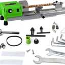 Mini Wood Lathe Benchtop MICRO Woodturning Lathe Grinding Polishing Beads Drill Rotary Tool Set Variable Speed, 110V 580W, 100-5000r/min (Green)