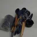 Silicone Cooking Utensils Set - Silicone Kitchen Utensils for Cooking Wooden Handles, 446F Heat Resistant Kitchen Utensil Spatula Sets w Holder, Gadgets for Non-Stick Cookware BPA FREE (Navy Blue)
