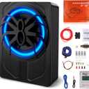 10" 1200W Slim Under Seat Powered Car Subwoofer with Color LED Ambient Light, All-in-One Subwoofer and Amplifier Package for Car Truck SUV Audio System