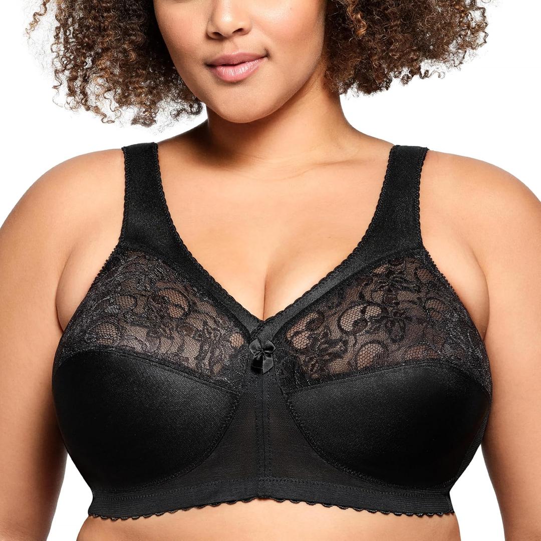 Glamorise Full Figure Plus Size MagicLift Original Support Bra Wirefree #1000 (44D, Black)