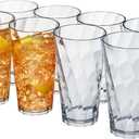 US Acrylic Optix Plastic Reusable Drinking Glasses (Set of 8) 20oz Water Cups in Clear | BPA-Free Tumblers, Made in USA | Top-Rack Dishwasher Safe