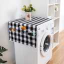 Dustproof Washer and Dryer Covers for The Top Fridge Dust Cover,Anti-slip Washer and Dryer Top Covers for Home and Kitchen-Black White Plaid
