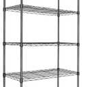 Whitmor 5 Tier Shelving Unit, Adjustable Storage Shelves with Wheels, 400 lbs Capacity per Shelf, Max 2000 lbs Total for Pantry, Kitchen, Garage, 30" L x 14" W x 60" H, Black