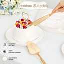 Wedding Cake Knife and Server Set, Personalized Gold Cake Cutting Set for Wedding, Engraved Classic Cake Knives Cutter Set, Pie Server, Birthday Bridal Quinceaera Gift (CUS-Bow)