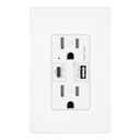 Micmi USB C + A Outlet PD 65W GaN + Power Delivery Receptacle 6.5A with Type A and Type C Ports, 125 Volt Tamper-Resistant for USB-C Cellphone W/Wallplate UL Listed (1Pack, White, 15Amp 65W USB C+A)