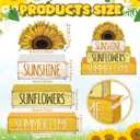4 Pcs Sunflower Table Decorations Sunflower Tiered Tray Decor Farmhouse Rustic Table Decor Books Stack Signs Block for Home Office Decorations