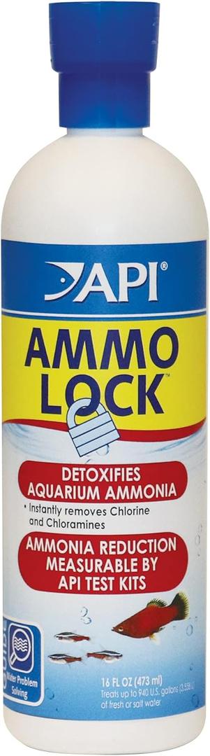API AMMO-LOCK Freshwater and Saltwater Aquarium Ammonia Detoxifier 16-Ounce Bottle, Expiry: 03/2029