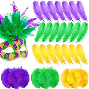450 Pcs Mardi Gras Feathers Colorful Feathers for DIY Crafts Mardi Gras Supplies 5.7 Inch Green Gold Purple Feathers Bulk Colorful Feathers Craft for Mask Mardi Gras Party Decorations Carnival Costume
