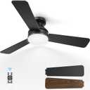 Ceiling Fans with Lights, 42 Inch Low Profile Ceiling Fan with Light and Remote Control, Reversible, LED Dimmable for Bedroom Living Room Indoor/Outdoor Patio Use