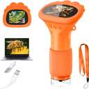 Microscope for Kids, 1000X Handheld Digital Miniscope with 2.0" Screen, Portable Pocket Microscope Education Toys Christmas Gifts for Age 3 4 5 6 7 8 9 10 Girls Boys (Orange)