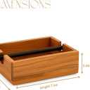 Wood Napkin Holder, Brown Acacia Wood, Standard Size Kitchen Tissue Organizer with Natural Style, Wipe Clean Inches Interior Size (8"x 8"x 2.5)