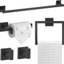 TQKAG 5-Piece Matte Black Bathroom Hardware Set Classic Wall Mounted Bathroom Accessories Set SUS304 Stainless Steel Towel Bar Sets 23.6" Towel Rack for Bathroom Towel Holder Set,Black