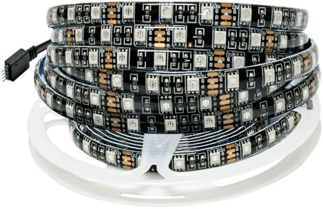 Tesfish 12V RGB LED Strip Lights, 16.4ft Black PCB Board 5050 IP65 Waterproof 300 LEDs Color Changing String Light Strips for Bedroom, Kitchen Decoration
