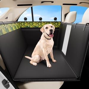 PETMXWA Dog Car Seat Cover for Back Seat with Support Rods, Waterproof Car Seat Cover for Dogs, Backseat Extender for Dogs in Car with Door Protectors, Thickened and Scratch-Resistant, Non-Slip