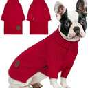 cyeollo Dog Christmas Sweaters for Medium Dogs Male, Stretchy Warm Turtleneck Doggy Clothes for Fall Winter, Thermal Knit Pet Apparel with Sleeves, Red XL
