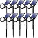 WELALO Solar Spot Lights Outdoor Waterproof IP65, 10 Pack 4 Lighting Modes Solar Powered Landscape Spotlights with Auto On/Off, Solar Garden Christmas Yard Pathway Wall Lights for Outside, Cool White