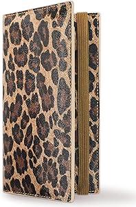 Zreal Checkbook Cover for Women, Dark Leopard — Premium Vegan Leather Holder for Personal Checks, Slim Design with Pen Loop, Clear Divider, Fits Top & Side-Tear Duplicate Checks0.35"D x 7"W x 3.5"H