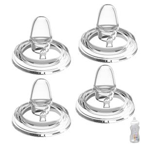 Sippy Spout Nipples for Dr. Browns Wide Neck Baby Bottles, Transition Straw Sippy Cup 100% Food Grade Silicone Soft Nipple, 6m+, Pack of 4
