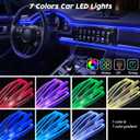 USB Car LED Lights, Interior Car Lights Strip 7 Colors Ambient Lighting with 118 inches Fiber Optic Music Sync Simple Installation EL Wire Lights (7 Colors/118 inches)