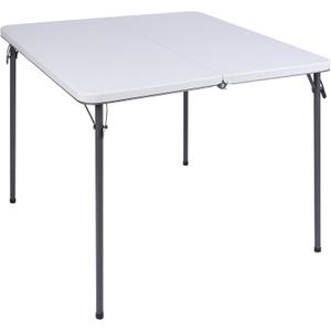 REDCAMP 34" Square Folding Card Table with Resin Top, Portable Fold in Half Small Card Tables with Collapsible Legs for Adults Indoor Outdoor Use, White (White 34")