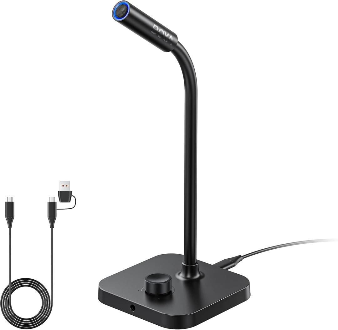 BOYA CM40 Computer USB Microphone for PC, Laptop, Mac & Phones with 192kHz/24-Bit, ENC Noise Cancellation, 030 dB Gain, One-Touch Mute, Headphone Monitoring, Gooseneck Microphone for Gaming Podcast