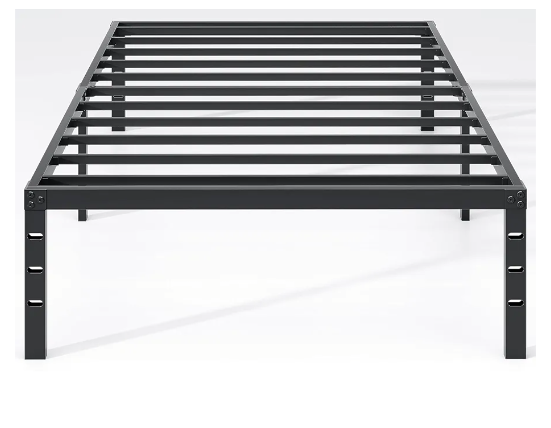 Metal Bed Frame,Twin Size Bed Frame with Storage Space,Heavy Duty Sturdy Mattress Foundation,Easy Assembly,No Box Spring Needed, Black,18 Inch,Twin