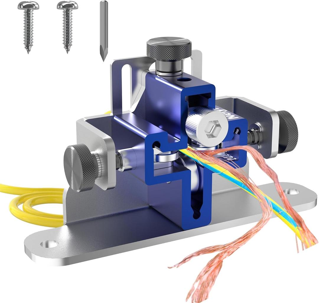 Nelyrho Manual Wire Stripper Machine, 15-1/0 AWG Portable Wire Stripping Machine, Craftsman Wire Stripping Tool for 1.45-8.25 mm Copper Scrap Wire Recycling, 4 Channel Cable Stripper
