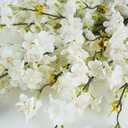 8 Pcs Artificial Cherry Blossom Flowers 40" Faux Silk Cherry Blossom Stems Fake Real Touch Peach Branches for Wedding Home Garden Japanese Decor White