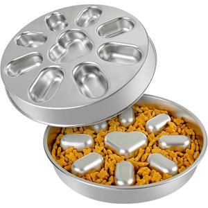 Slow Feeder Dog Bowls with Non-Slip Mat, Stainless Steel Metal Slow Feeder for Small & Medium Dogs, 2 Cups Pet Bowl for Fast Eaters, Slows Down Eating, Dishwasher Safe, Anti-Gulping Dog Bowl