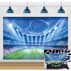 Soccer Field Backdrop Stadium Soccer Competition Fans Night Spotlight Background Adults Man Boy Birthday Party Football Match Wall Decorations Photo Shoot Props 7x5FT (7x5FT(width 210cm x Height 150cm)