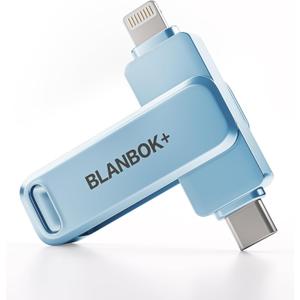 MFi Certified 256GB iPhone Photo Stick, USB Flash Drive for Photo/Video Backup, High-Speed Thumb Drive Compatible for iPhone/iPad/Android/PC (Blue)