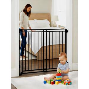 Baby Gate for Stairs Doorways & Kitchen, Extra Wide 32"-54" W x39 H Extra Tall, No Bottom Bar Dog Gate, One-Handed Auto-Close, Hardware Mount Safety Gate for Dogs & Toddlers, Black