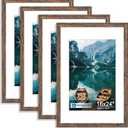 Hongkee 16x24 Frame Set of 4, 16 x 24 Rustic Brown Wood Style(Mat 12x18), 16X24 in