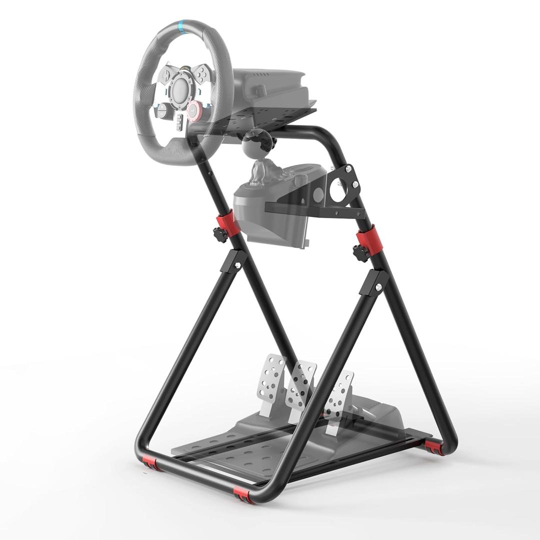 RACGTING Racing Wheel Stand for Logitech G29 - Foldable Racing Simulator Cockpit, Adjustable Sim Racing Stand for Logitech G920/G923/G27/G25, Thrustmaster T248X/T248/T300RS/T150/458, Black