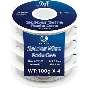 63-37 Tin Lead Rosin Core Solder Wire 4Pcs Sn63-Pb37 Rosin Core Solder Wire for Electrical Soldering(0.8mm 400g)