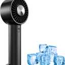 Portable Ice Cooling Handheld Fan with Semiconductor Cooling Plate, USB Rechargeable Personal Turbo Mini Hand Held Fan that Blow Cold Air, 5 Speeds Ice Cooler, Gift for Womens, Mens, Travel, Outdoor (Black)
