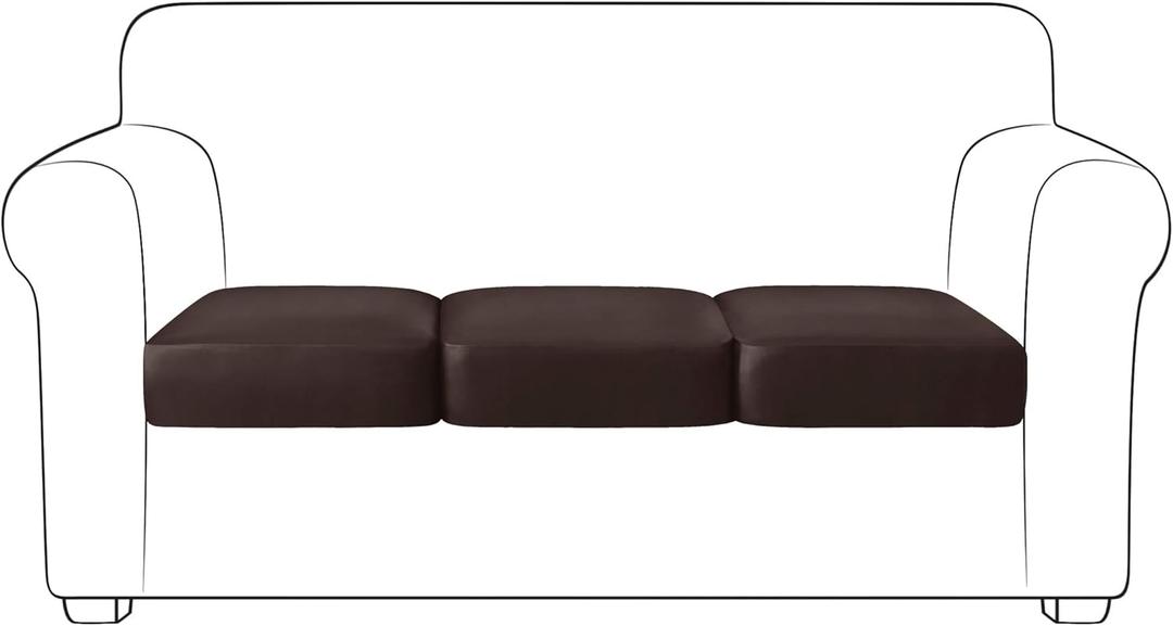 Yates Home PU Leather Couch Sofa Cushion Slipcover Water-Proof Elastic Chair RV Seat Covers Loveseat Sofa Furniture Protector Slip Cover for Settee Seater Replacement Living Room3 Pieces, Chocolate