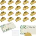 20PCS Gold Table Number Holders & 30PCS Thank You Table Place Cards, Wooden Card Holder Tables Sign Holders with Glues, Half-Round Tables Numbers Stands for Wedding Party Office Tag Restaurant