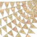 5PCS Bon Voyage Party Decorations 41FT Pre-Strung Vintage Map Travel Themed Bunting Banner, Adventure Awaits Triangle Flags Pennant Garland for Going Away, Graduation, Retirement, Farewell