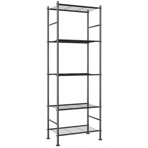 Abiglifty Storage Shelves, 5-Tier Metal Shelving, Wire Shelving Unit with Adjustable Leveling Feet, Shelf Organizer for Bathroom, Pantry, Laundry
