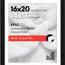 Americanflat 16x20 Picture Frame with Polished Plexiglass - Use as 14x17 Frame with Mat or Display 16x20 Photo Without Mat - Epic Collection - Wide Picture Frames for Wall Display - Black