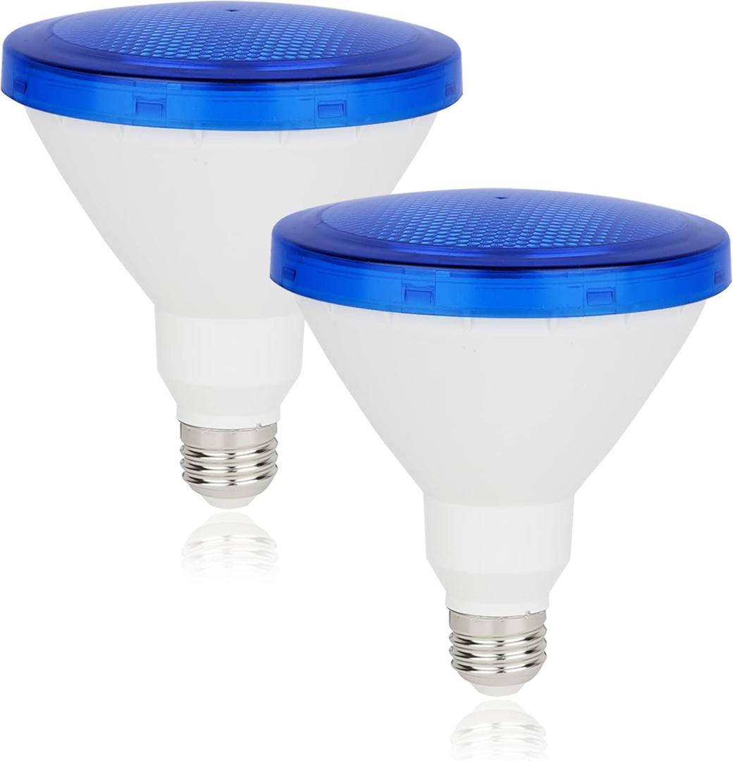 LED Par38 Blue Light Bulb - 15W(100Watt Equivalent) Blue LED Light Bulbs, E26 Base Flood Light Bulbs Perfect for Party Decoration, Porch, Home Lighting, Halloween, Christmas, Outdoor, 2 Pack