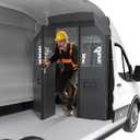 MELIPRON Van Partition Bulkhead with Hinged Door Fit for Ford Transit 150 250 350 (2014-2026) High Roof, Heavy-Duty Steel Cargo Divider, Rattle-Free & Security Lock