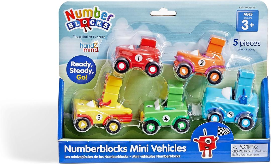Hand2mind Numberblocks Mini Vehicles, Race Car Toys, Toy Vehicle Playsets, Play Figure Playsets, Small Figurines for Kids, Number Toys, Counting Toys, Math Toys for Kids 3-5, Birthday Gifts for Kids