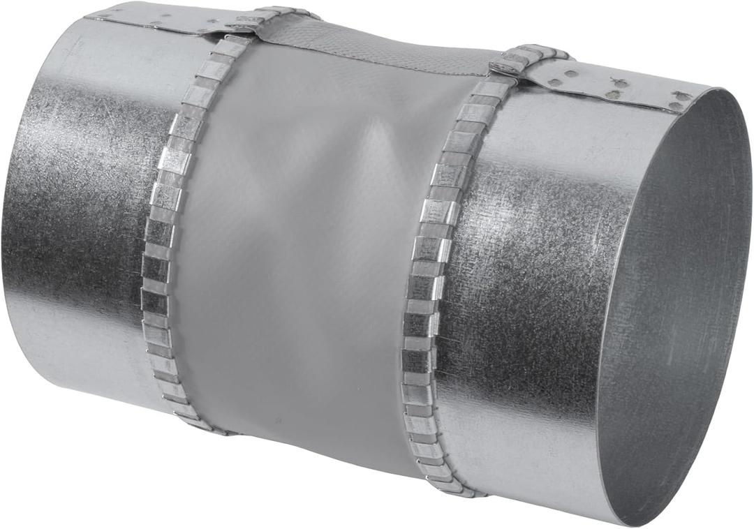 Vent Systems 4" Inch Flexible Vibration-Reducing Male Fit Duct Connector Round Galvanized Steel Dryer Vent Hose Connector, Spiral Duct, Pipe Extender, HVAC Ventilation - Inline Duct Work Coupler