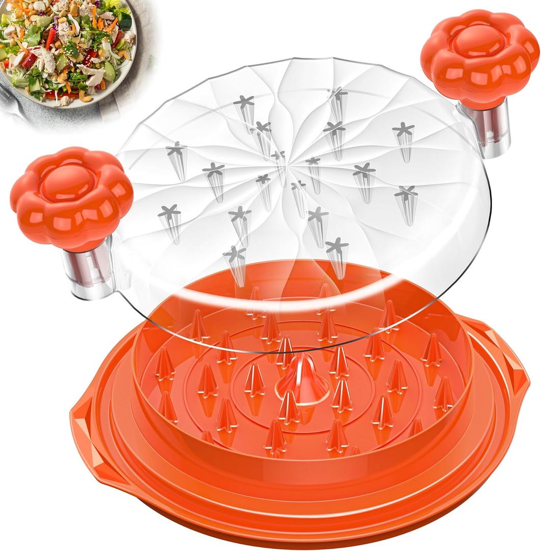 Chicken Shredder Tool Twist Large - 10'' Pro Meat Shredders for Chicken Breast,Visible Kitchen Gadgets Grinder Machine with Brush,Strong Anti-Slip Strip,Ergonomic Handle,BPA Free (Orange)