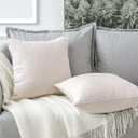 OTOSTAR Linen Throw Pillow Covers Set of 2 Decorative Square Pillowcases Cushion Covers 20x20 Inch for Home Decor Sofa Bedroom Car 50 x 50CM Beige