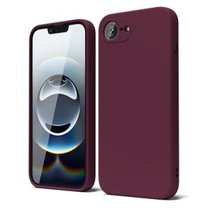 oakxco for iPhone 17e 16e Phone Case Liquid Silicone, Cute Thin Slim Grip Soft Rubber Gel for Women Men, Smooth Matte Plain Solid Color Girly Simple Case with Camera Cover Protection, Burgundy Maroon