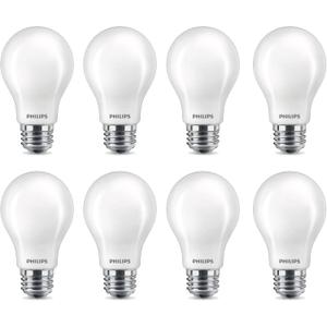 PHILIPS 561761 Bombilla LED de 12.2 W (equivalente a 75 W) A19 regulable - Blanco suave - 1100 lmenes - Base mediana E26 (8 bombillas)